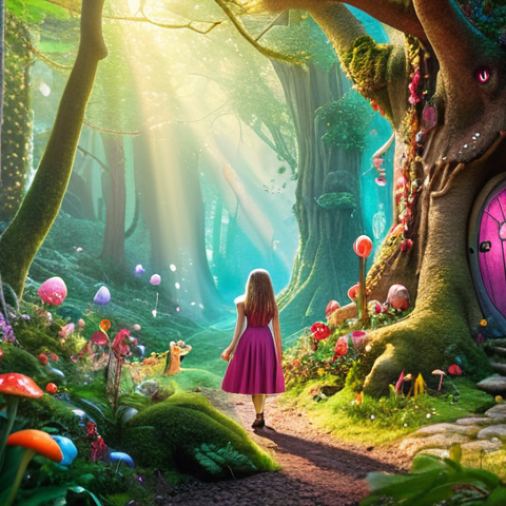 **Sophie and friends exploring an enchanted forest**: "Sophie Ruby, friends, magical forest, adventure, bright colors, whimsical."
