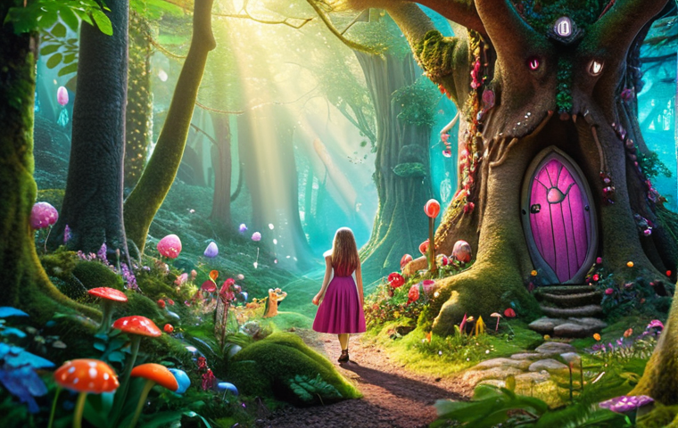 **Sophie and friends exploring an enchanted forest**: "Sophie Ruby, friends, magical forest, adventure, bright colors, whimsical."