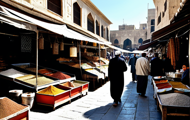 **

A bustling marketplace in old Damascus. Vendors in traditional Arabic clothing selling spices, textiles, and handicrafts. Sunlight filtering through the awnings. Warm, inviting atmosphere. "Safe for work", "appropriate content", "fully clothed", "professional", "modest", "family-friendly", perfect anatomy, correct proportions, natural pose, well-formed hands, proper finger count, natural body proportions, professional photography, high quality.

**